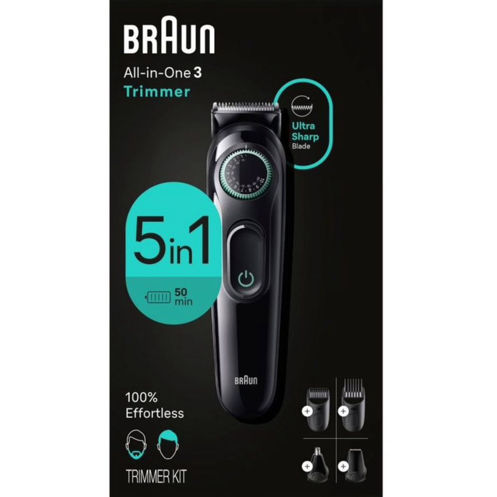 Braun Series 3 AiO3450 Rechargeable 5-in-1 Ear, Nose, Beard & Hair Trimmer